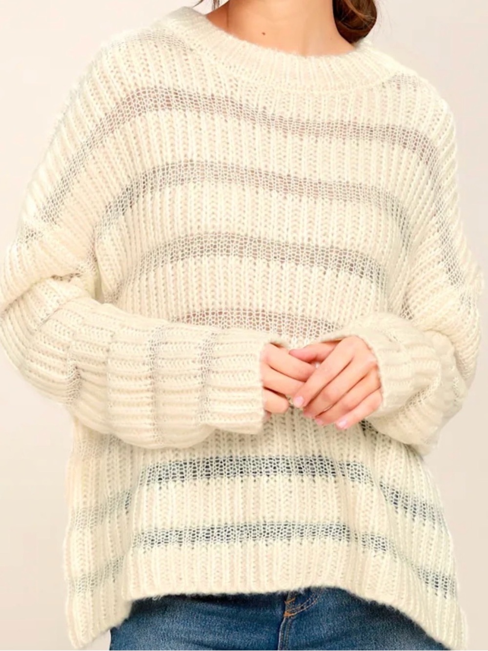 MOON RIVER Cream Sweater (Small)